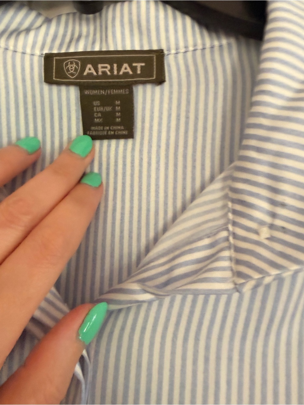 Ariat Light Blue and White Pinstripe Long-Sleeve Dress Shirt - Picture 2 of 5